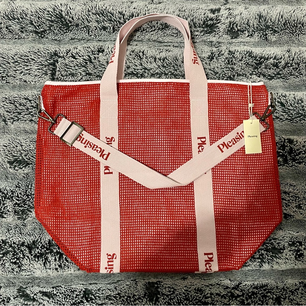 Pleasing Harry Styles 2023 Holiday Pop Up Shop Canvas Beach Bag 2.0 Red Pink